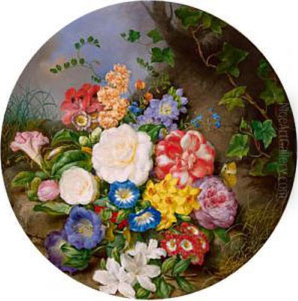 Quadro Di Fiori Sul Terreno A Bosco Con Rose Oil Painting by Franz Xaver Petter