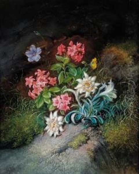 Alpine Flowers Oil Painting by Theodor Petter