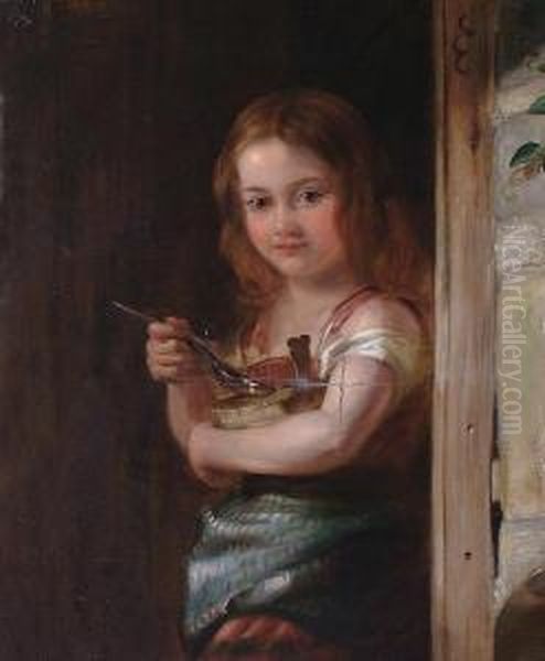 A Girl In A Door Way Oil Painting by John Pettie