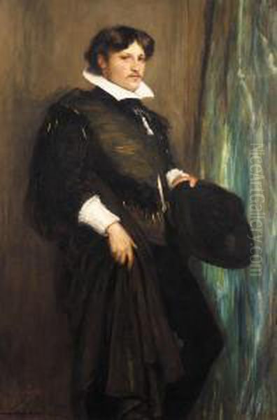 Portrait In The Costume Of The Seventeenth Century Oil Painting by John Pettie