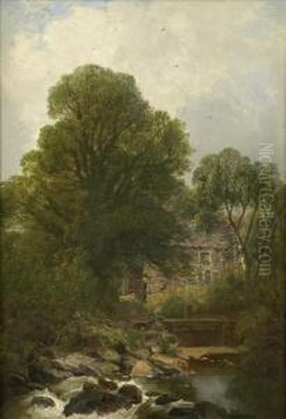 Pettit The Old Mill,betws-y-coed, North Wales Oil Painting by Joseph Paul Pettitt