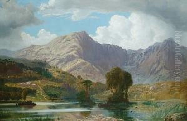 A Mountain Landscape Oil Painting by Joseph Paul Pettitt