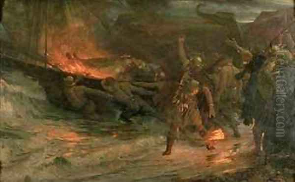 The Funeral of a Viking 2 Oil Painting by Sir Frank Dicksee