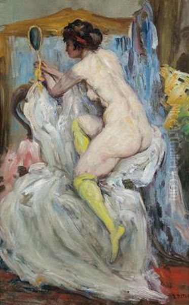 Female Nude Oil Painting by Rudolf Petuel