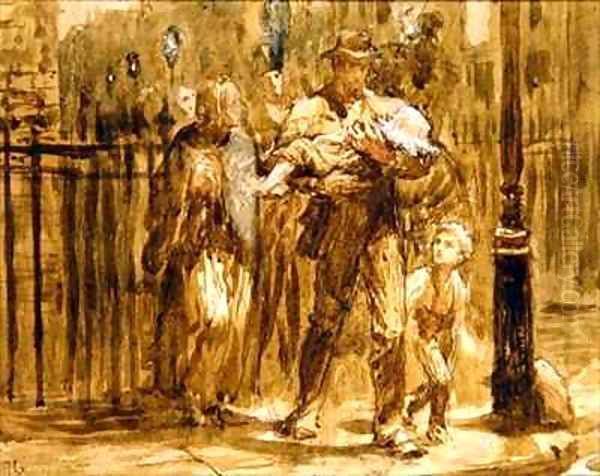 An Urban Family Oil Painting by Sir Frank Dicksee