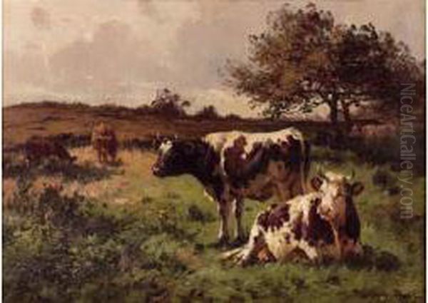 Vaches Au Paturage Oil Painting by Aymar Pezant