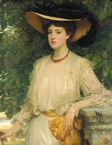 Portrait of Margaret, daughter of J.C. imThurn Esq. Oil Painting by Sir Frank Dicksee