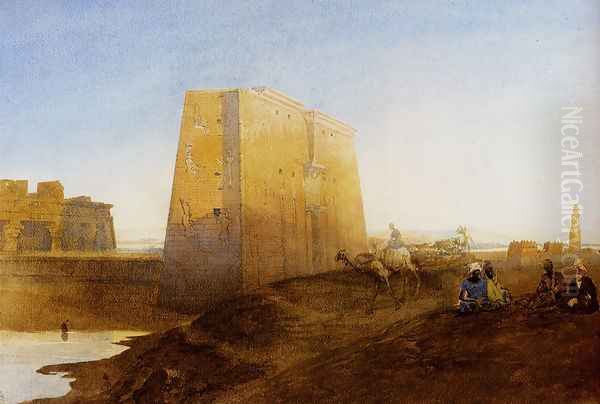 Arabs By The Ruins At Luxor Oil Painting by William Edward Dighton