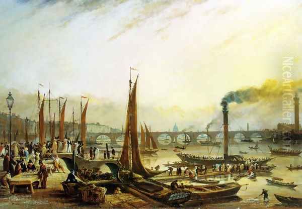 The Thames with Waterloo Bridge in View Oil Painting by William Turner Delonde