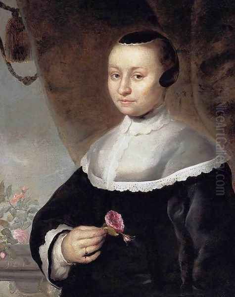 Young Woman with a Rose Oil Painting by Jacob Willemsz II Delff