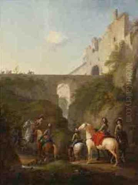 Soldaten Beim Einzug In Eine Stadt Oil Painting by Johann Georg Pforr