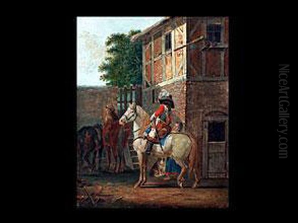 Der Abschied Des Reiters Oil Painting by Johann Georg Pforr