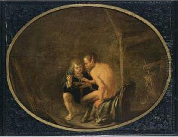 The Satyr And The Peasant Oil Painting by Phb Monogrammist