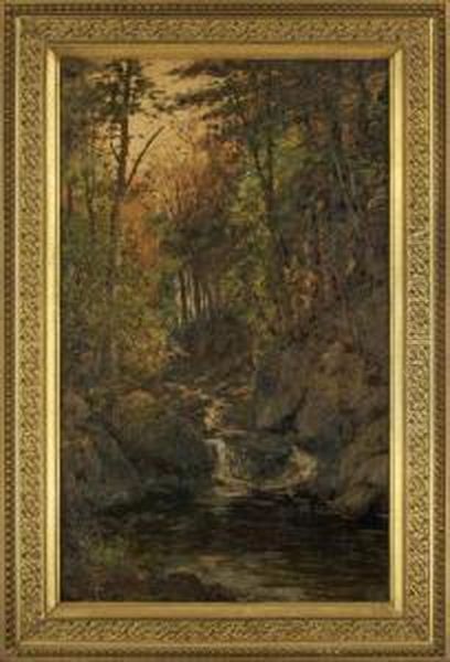 Woodland Landscape View With A Rushing 
Stream Oil Painting by William Preston Phelps