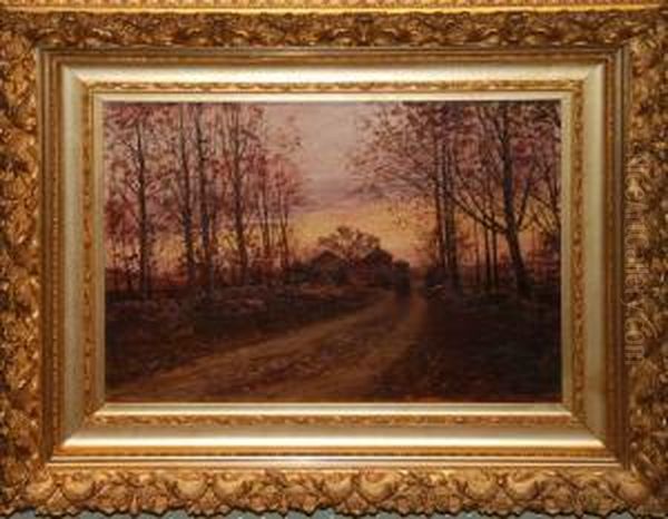 Woman & Childon Wooded Path Oil Painting by William Preston Phelps