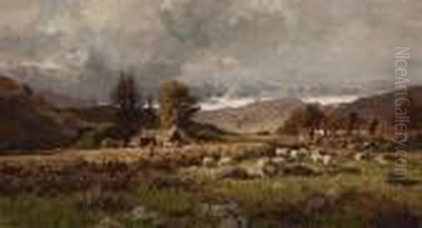 Sheep Grazing Oil Painting by William Preston Phelps