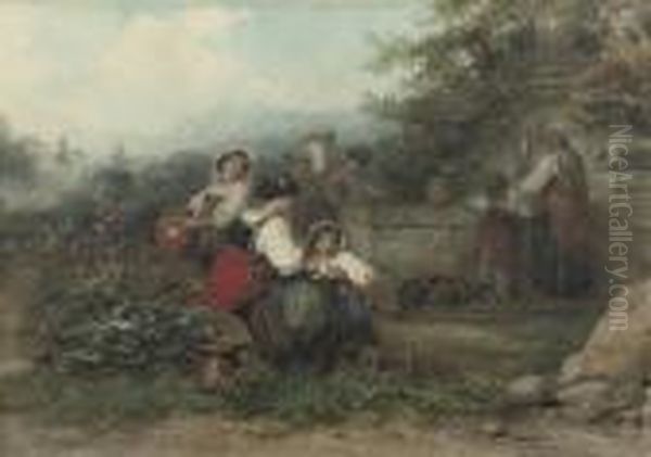 Women By The Well Oil Painting by Karel Frans Philippeau