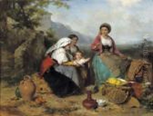 Precious Moments In The Campagna Oil Painting by Karel Frans Philippeau