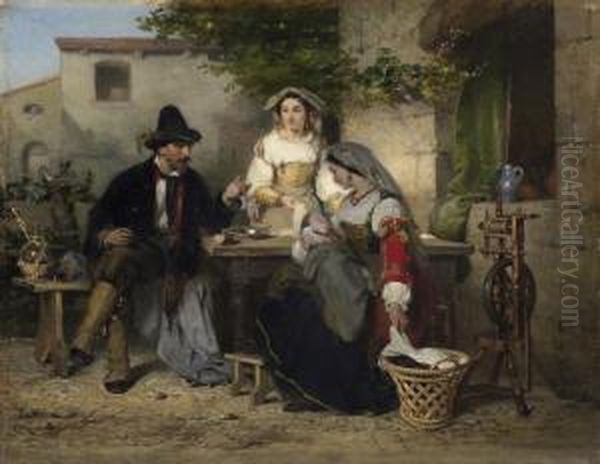 Italian Idyll Oil Painting by Karel Frans Philippeau