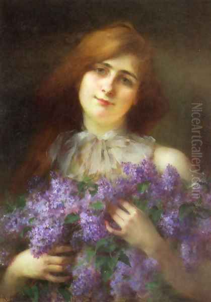 The Lilac Bouquet Oil Painting by Serkis Diranian