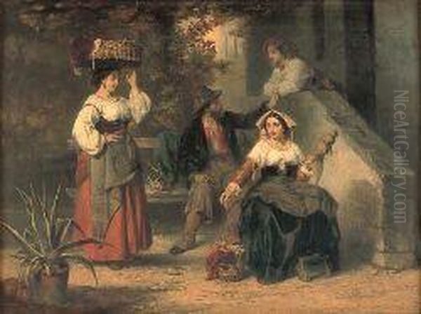 The Wool-winder Oil Painting by Karel Frans Philippeau