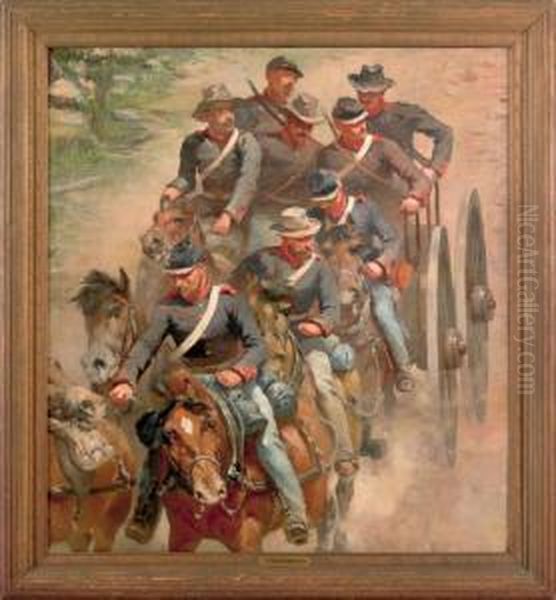 Civil War Scene Oil Painting by Paul Dominique Philippoteaux