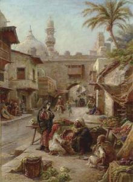 In The Souk Oil Painting by Paul Dominique Philippoteaux