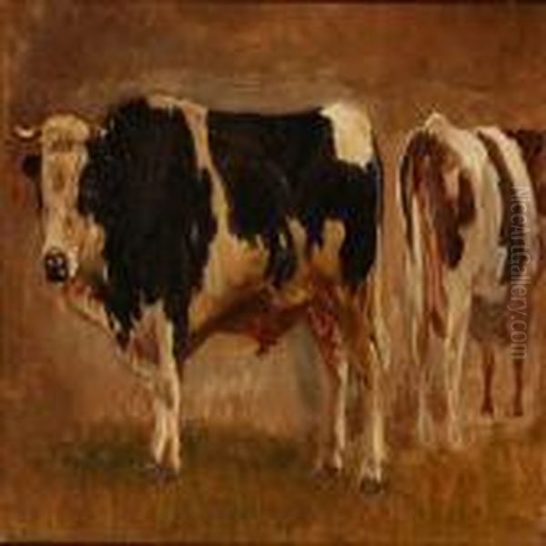 Grazing Bulls Oil Painting by Theodor Philipsen