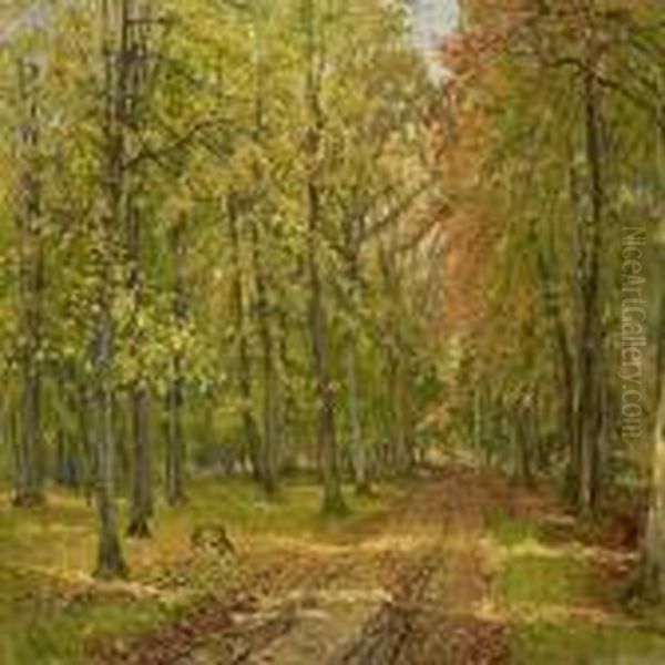 Autumn Day Indyrehaven Oil Painting by Theodore Esbern Philipsen