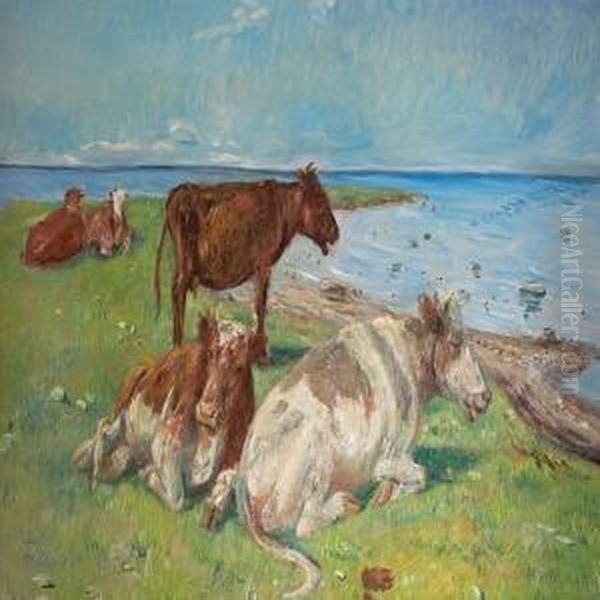 Cows Oil Painting by Theodore Esbern Philipsen