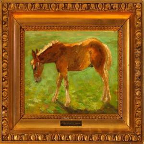 A Foal On A Field Oil Painting by Theodore Esbern Philipsen