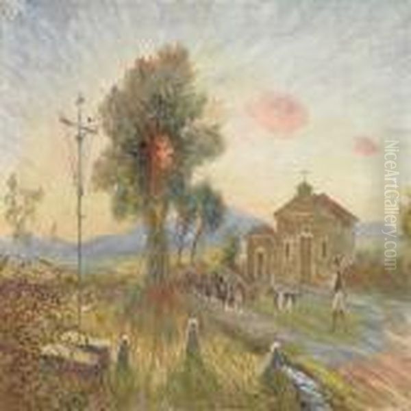 By The Villa Giovinanuova Between Sulmona And Pratola Peligna Oil Painting by Theodore Esbern Philipsen