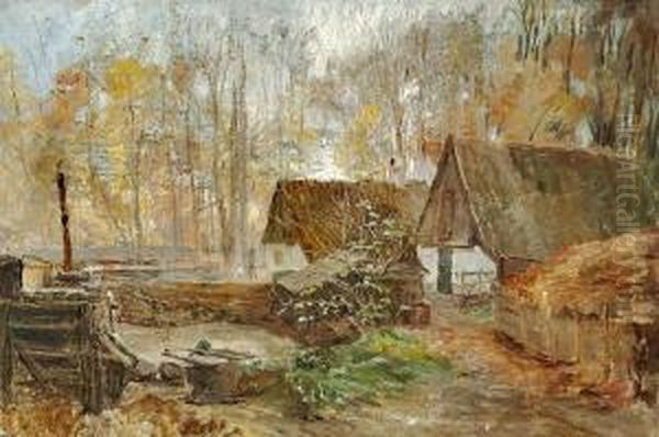 Houses In The Deer Park North Of Copenhagen Oil Painting by Theodore Esbern Philipsen