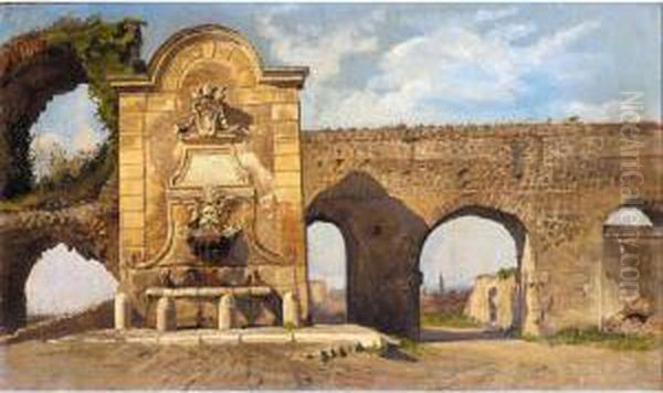 Fountains At Porta Furba Oil Painting by Theodore Esbern Philipsen