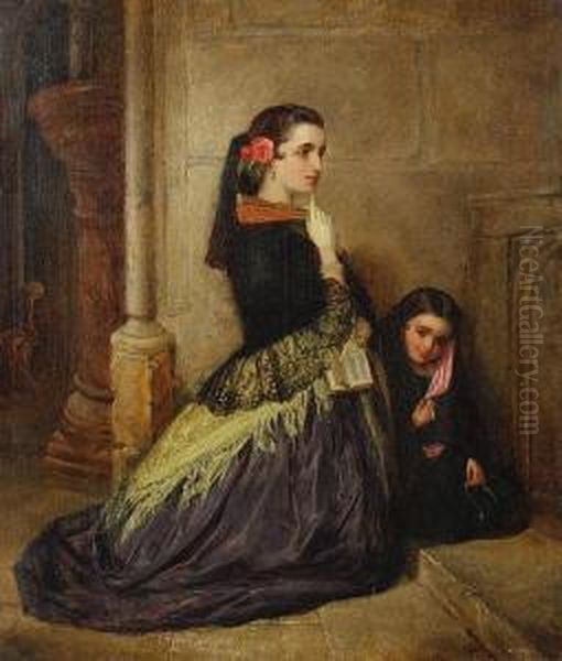 Spanish Girls At Prayer Oil Painting by John Phillip