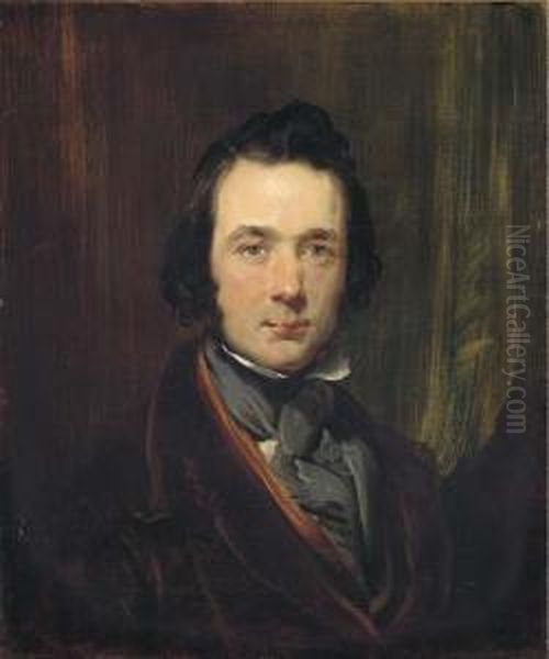 Self Portrait In A Cravat, Half-length Oil Painting by John Phillip