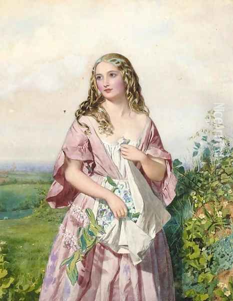 Gathering flowers Oil Painting by William Charles Thomas Dobson