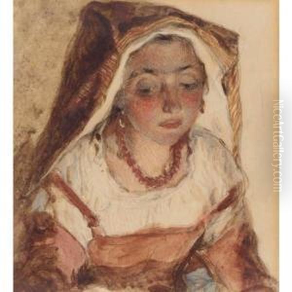 Portrait Of A Peasant Girl Oil Painting by John Phillip