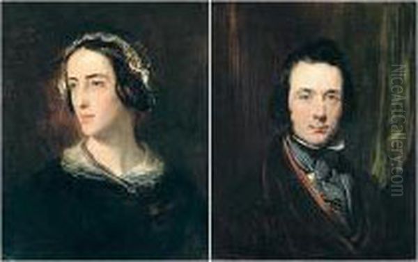 Portrait Of The Artist; And Of Maria Elizabeth Dadd, His Wife Oil Painting by John Phillip