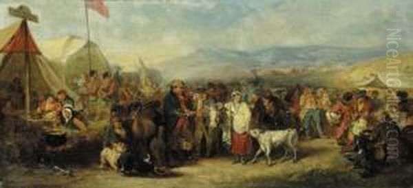 A Sketch For 'a Scotch Fair' Oil Painting by John Phillip