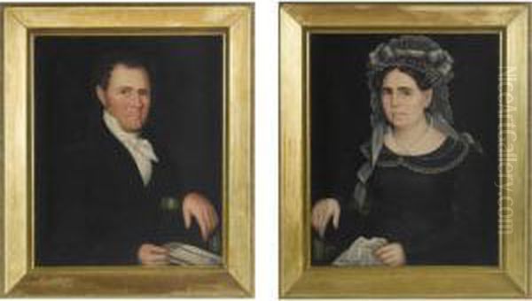 Portrait Of Robert And Phoebe Hoag Of Pine Plains Oil Painting by Ammi Phillips