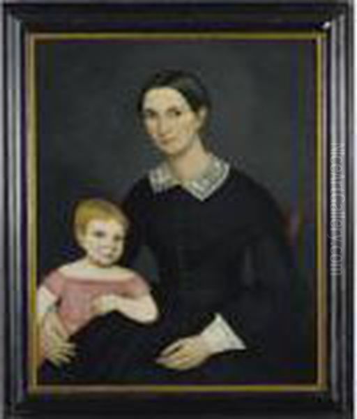 Portrait Of Sarah King Dewey And Her Daughter, Harriet Oil Painting by Ammi Phillips