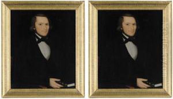 A Pair Of Portraits: Dr. J. Ransom And His Wife Of Poughkeepsie, New York Oil Painting by Ammi Phillips