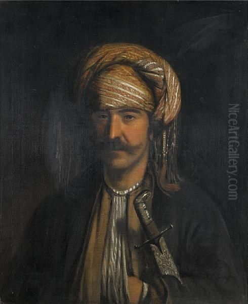 Portrait Of Edward John Trelawny In Albanian Dress Oil Painting by Thomas Phillips