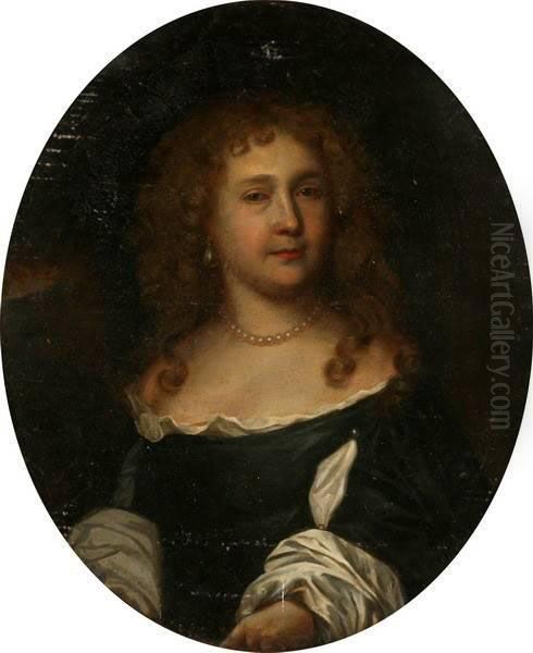 Portrait Of A Duchess In Silk And Pearls Oil Painting by Thomas Phillips