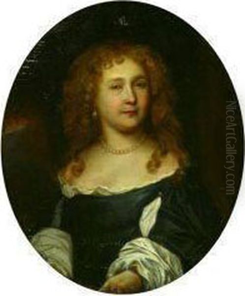 Portrait Of A Duchess In Silk And Pearls Oil Painting by Thomas Phillips