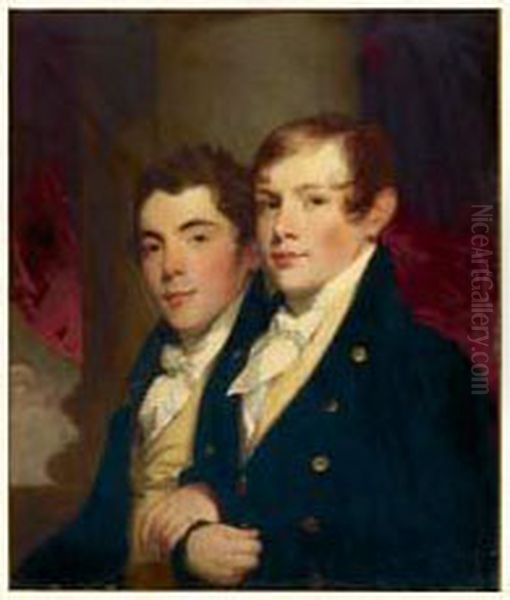 Portrait Des Freres Brown. Oil Painting by Thomas Phillips