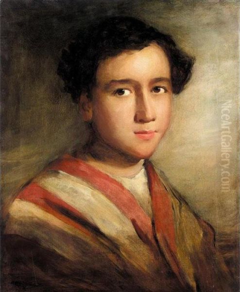 Portrait Of A Middle Eastern Boy Oil Painting by Thomas Phillips