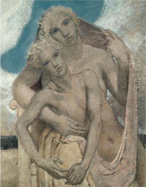 Young Love In The Lap Of His Mother Oil Painting by Glyn Warren Philpot