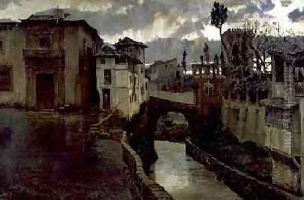 Street Scene in Granada Oil Painting by Antonio Munoz Degrain